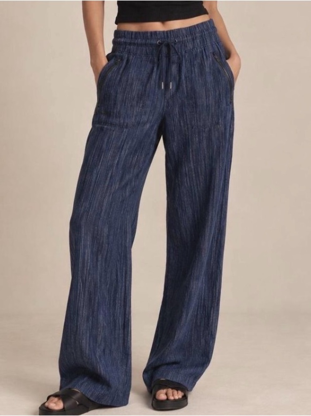 Athleta Womens Retreat Wide Leg 100% Linen Pants Size L Lightweight NWT